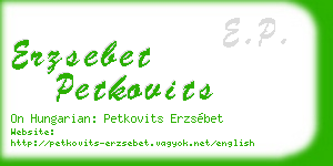 erzsebet petkovits business card